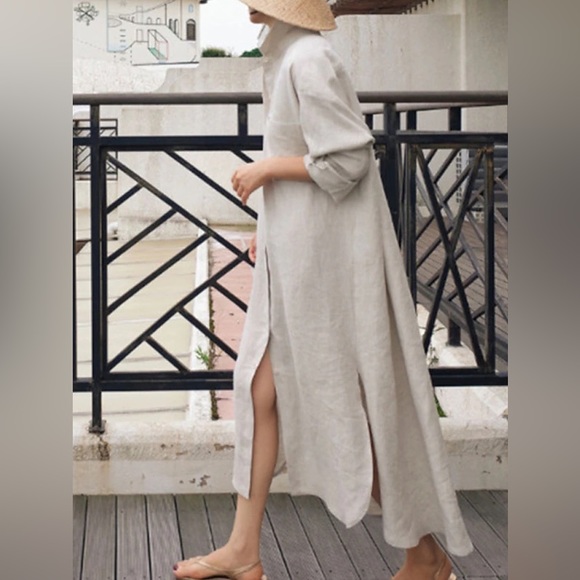 GLOBUS 100% Linen Shirt-Dress Size M - Picture 2 of 12